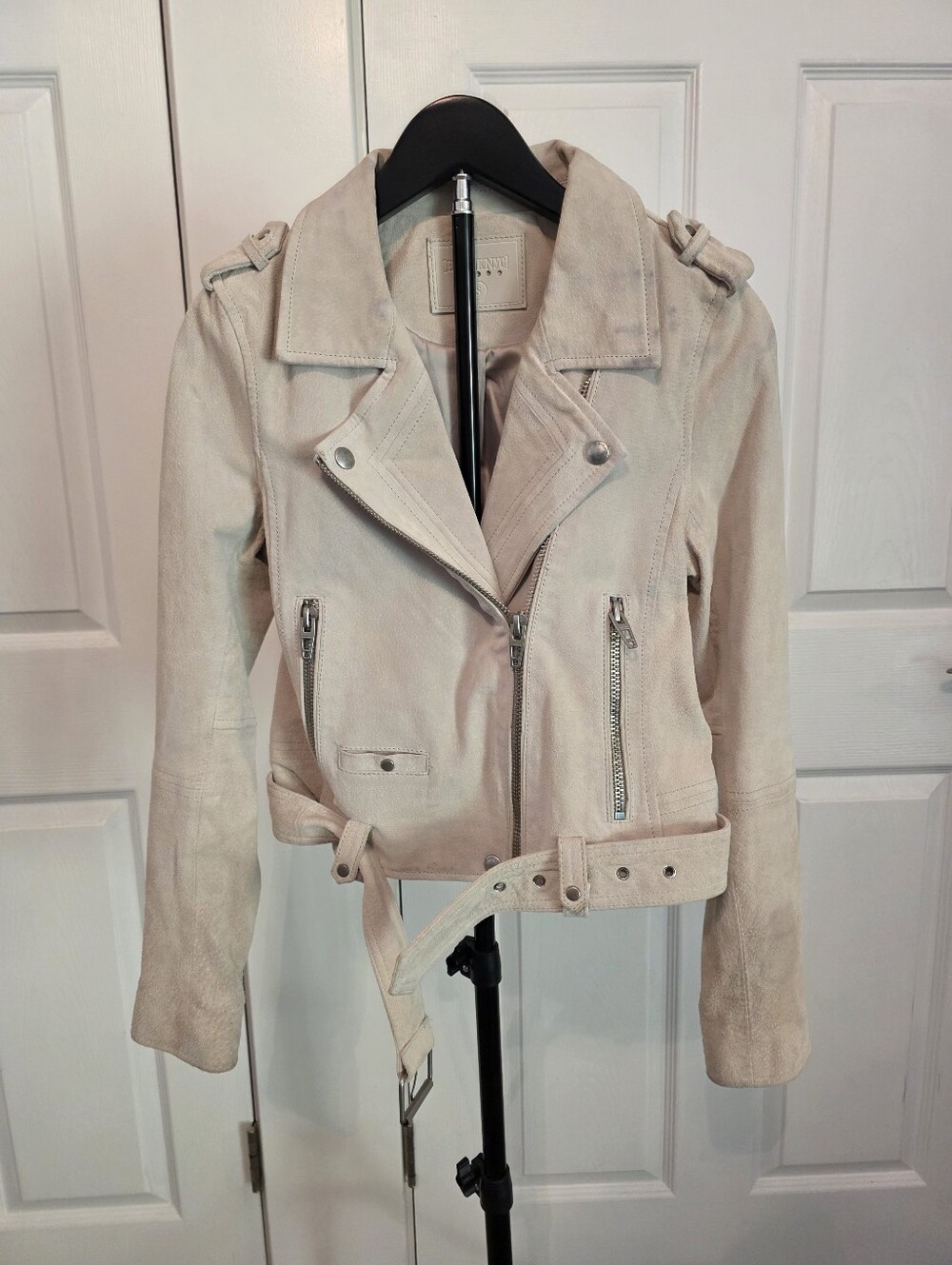 Blank NYC Light Beige Suede Moto Jacket